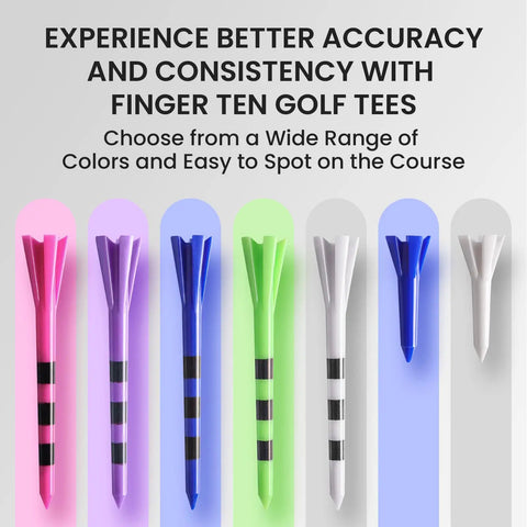 Colorful golf tees in various shades and designs, showcasing the Durable Unbreakable Plastic Golf Tees Set That Stays Tough In Three Sizes.