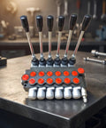 Heavy Duty Manual Hydraulic Directional Control Valve Block Featuring A Rock Solid Cast Iron Housing And Comfortable Lever Actuator For Tractor And Workshop Equipment That Handles Flow Like A Champ Built For The Long Haul on a workbench.
