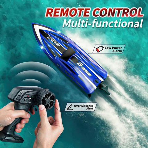 High Speed Remote Control Boat For Kids And Adults Two Point Four Gigahertz Controller in action on water