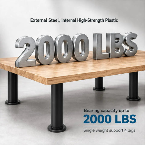 Heavy Duty Adjustable Bed Frame Support Legs 7 To 12 Inch Set All Metal With Enlarged Non Slip Rubber Bases with 2000 lbs capacity