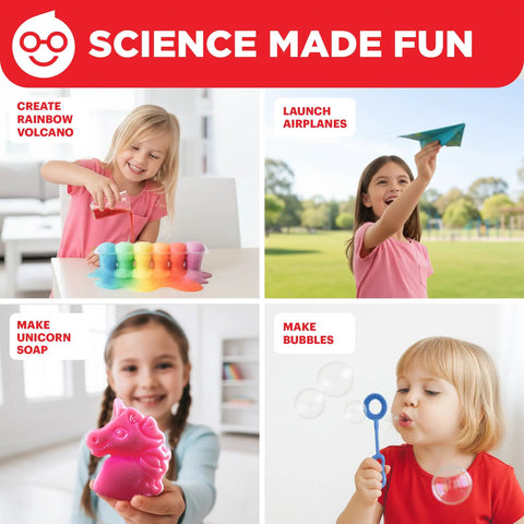 Girls First Amazing Science Experiments Kit For Ages 4 And Up With 100 Plus Mind Blowing Experiments To Spark Curiosity STEM Fun Easy Hands On Learning At Home And Build Confidence In Everyday Science Kid Friendly, kids science kit collage