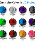 Color options for Gravity KS 30mm Mechanical Pushbuttons With Silent Linear Shafts, Snap In Mount, Ultra Quiet Arcade Button Replacement