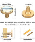4 Pack Gold Beach Art Fence Cabinet Knobs Round Drawer Pulls For Cabinets Walls And Dressers Durable Acrylic And Zinc Alloy Cool Design Gold Pattern Dual Screws For Easy Install showing knob dimensions and installation screws