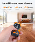 262 Ft Laser Tape Measure For Home DIYers And Real Estate Pros, Fast Accurate Readings Under 0.5s, Switch Between M In Ft And Front Or Rear Reference, Portable Pocket Laser Measuring Tool For Jobsites, orange ABS body in hand