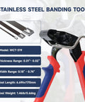 One-Handed Stainless Zip Tie Gun Kit WCT-319 with 11.8 inch metal cable ties and release tool for secure bundling.