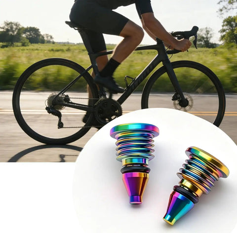 Hella Durable Titanium Bleed Screws With Precision Leak Proof O Rings For Hydraulic Disc Brakes Road And Mountain Bike Trail Ready Slick Direct Fit Upgrade Kit with colorful design.