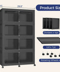 4 Tier Go To Stackable Storage Bins With Lids On Wheels 640 Qt Total Capacity Large Plastic Drawer Organizer for Closet Pantry and Kitchen