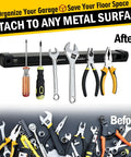 Double Sided Magnetic Tool Holder 12 Inch Magnetic Tool Bar Heavy Duty Wall Mount Strip with hand tools attached