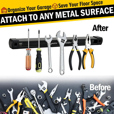 Double Sided Magnetic Tool Holder 12 Inch Magnetic Tool Bar Heavy Duty Wall Mount Strip with hand tools attached