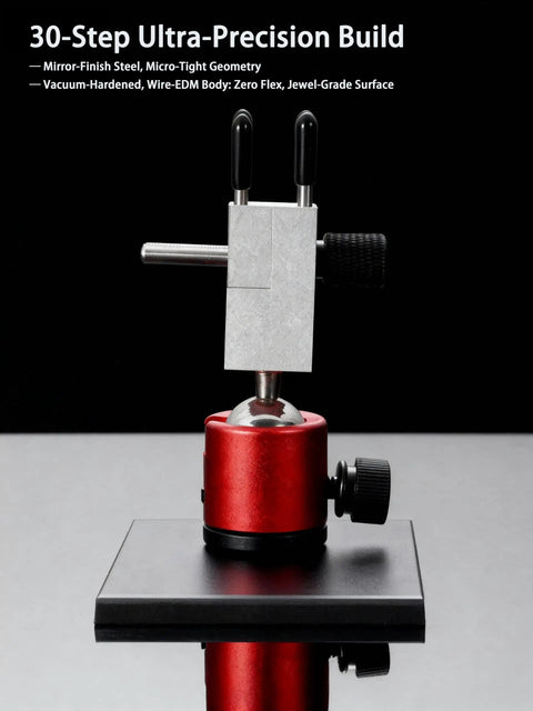 Ultra Precision Mold Steel Hobby Vise With 360 Degree Base Six Clamp Rods And 2.28 Inch Opening Width, mirror-polished design.
