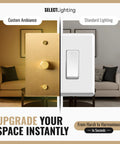 Solid Brass Rotary Dimmer Switch Smoother Than Butter Rotation Sleek Satin Finish For Home Decor showing custom ambiance lighting.