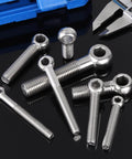 6 Pcs M10x75mm Shoulder Swing Lifting Eye Bolts, 304 Stainless Steel Fisheye Eye Slip Hole Rigging Bolts on black surface