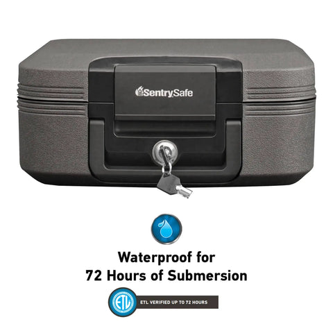 Travel Ready Fireproof And Waterproof Safe With Key Lock Compact Chest Lock Box 0.28 Cu Ft for Documents and Valuables