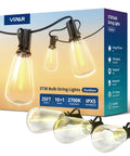 Outdoor String Lights 25 Foot LED Patio Lights With Shatterproof Edison Bulbs And Spare Connectable Up To 78 Strands IPX5 Waterproof Warm White 2700K For Porch Garden Backyard Deck Balcony Decor product packaging with bulbs