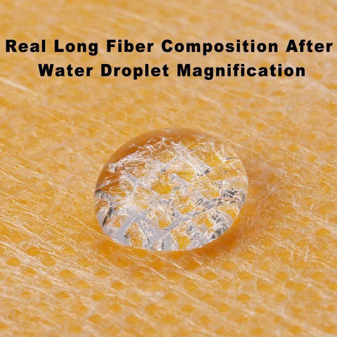 Water droplet on orange polyethylene fabric of Waterproofing Membrane Roll 30 Mils Thick 5 In By 98.5 Ft Underlayment.