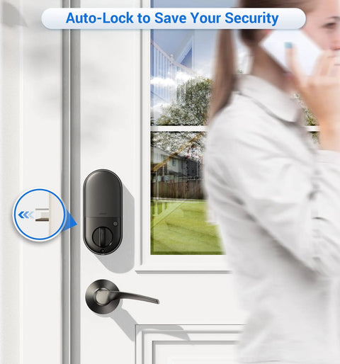 Heavy Duty Fingerprint Smart Lock With Dual Lever Handles In Matte Black For Zero Hassle Keyless Entry And Full Smartphone App Control To Secure Your Place Without The Stress
