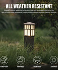 Low Voltage Outdoor Path Lights 8 Pack LED Landscape Lights 12V Warm White 3200K for Garden Path, weather-resistant bollard style.
