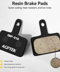 Beefy Stopping Power Low Noise Resin Disc Brake Pads For Mountain Bikes, High Performance Heat Resistant With Springs, 4 Pairs