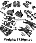CNC aluminum Traxxas X-Maxx 1/5 RC Upgrade Parts Kit for 6S 8S, including swing arms, steering group, rear axle mounts, and gearbox shells.