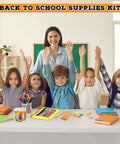 Children in classroom with Back To School Supplies Kit For Kids Must Have 20 Sets With Colored Pencils 12 Colors Each And HB Pencils 200 Plus