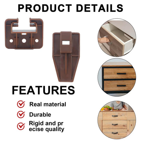 10 Sets Brown Plastic Drawer Track Slides And Glides With Mounting Screws For Home Makeovers displaying durable brown drawer guide features.