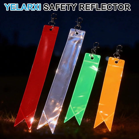 Reflective Keychain Set For Backpack And Running Gear, High Visibility Reflective Strips And Straps, PVC Safety Pendants, Color Set 2