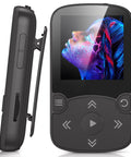 64GB MP3 Player With Clip For Sports A65 Bluetooth 5 Point 3 Music Player with side view showing buttons and attached clip