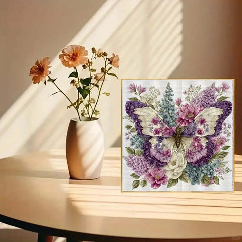 Dope Animal And Flower 5D Diamond Painting Kit For Adults Beginners Full Drill DIY Diamond Art with butterfly design on table