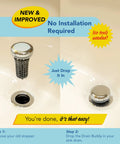 2 In 1 Bathroom Sink Stopper And Hair Catcher Drain Strainer Chrome Plated Cap Fits 1.25 Inch Drains No Tools Needed Demo