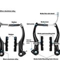 Diagram of Universal V Type Bike Brake Set With Front And Rear MTB Brakes Cables Levers End Caps Multi Tool And Wrenches