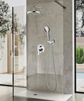 CUTPOIY Luxury Chrome Concealed Shower System - Round Wall-Mounted Rain Shower Set with Brass Mixer in modern bathroom.