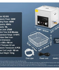 Grease Monkey Certified Ultrasonic Cleaning Bath For Automotive Fuel Injectors And Carburetors Using High Frequency Waves To Peel Off Caked On Dirt Effortlessly, 15L, stainless steel with control panel.