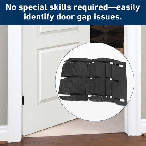 20 Pcs Door Hinge Shims Set With Stainless Steel Coated Spacers To Stop Air Leaks, Prevent Door Sticking, And Fix Misaligned Doors, Easy Repair Kit For Quiet, Smooth Operation. Image showing hinge shims on a door.