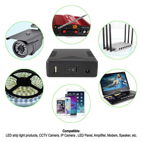 Beefy Dual Output 12V And 5V Portable Li-Ion Battery Pack With 66.6Wh, 6000mAh 12V And 12000mAh USB, Powering Devices