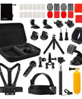 All In One Action Camera Accessory Kit For GoPro And Other Models With chest harness head strap J hook tripod mount bike mount carrying case and EVA shockproof case