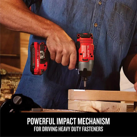 Man using 20V Max Impact Driver Kit With One Quarter Inch Chuck 2800 RPM 1460 Inch Pounds Torque Quick One Handed Bit Changes