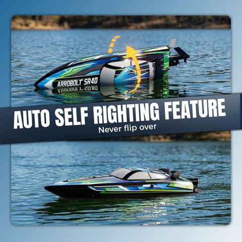 High Speed Brushless RC Boat For Adults With Dual Rechargeable Batteries 30 Minutes Run Time Proportional Throttle And Steering For Lakes 30 MPH Remote Control Boat Ready To Rip Through Waves auto self-righting feature on water