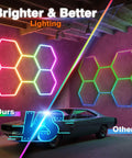RGB Hexagon Garage Lights With Music Sync, LED Hexagon Wall Panels For Gaming Room And Studio comparison