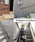 Matte Black Industrial Pipe Handrail Non Slip Wall Mounted Stair Banister for both outdoor and indoor stairway safety.
