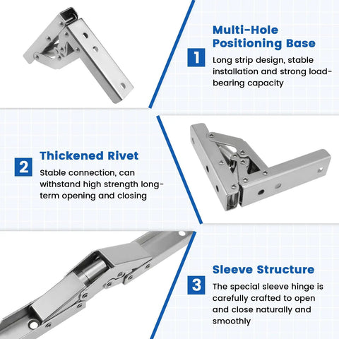 Tough As Nails 4 Pack 90 Degree Folding Hinges Nickel Plated Steel Cabinet Hardware with multi-hole positioning base