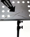 Close-up of folding music stand with sandblasted desk material, part of the Folding Music Stand Portable With One Step Setup And Tool Free Height Adjustment