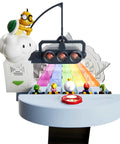 Hot Wheels Mario Kart Rainbow Road Raceway Track Set With Lights And Sounds start gate detail with colorful track and figures
