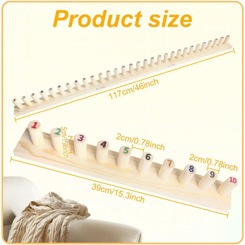 46 Inch Wooden Chunky Yarn Loom For Blankets With Numbered Pegs No Fuss Easy To Use Knitting Loom For Beginners And DIY Enthusiasts