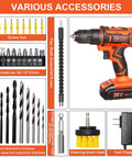 20V Cordless Drill Driver Set With Battery And Fast Charger LED Light 25 Plus One Torque Settings 43 Piece Drill Bit And Accessory Kit