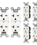 NEMA 6-20 Duplex Receptacle 20 Amp 250 Volt Outlet Industrial Grade 2 Pole 3 Wire White 6 Pack Built Tough