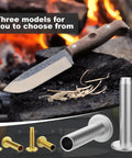 Nickel Silver Knife Handle Rivet Pins 5/16 Inch Head 5/8 Inch Shaft Set Of 15 For DIY Knife Making shown with wooden knife handle.