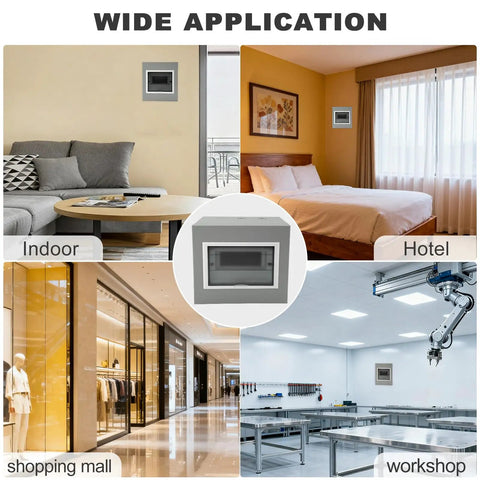 Durable 6 Way Indoor Outdoor Circuit Breaker Box Enclosure With Dustproof Cover installed in various indoor settings