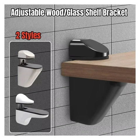 Heavy Duty Cabinet Shelf Clips 4 Pack Zinc Alloy Glass Clamp Brackets For 1 To 22 Mm Shelves Adjustable Wall Mount Floating Clips Anti Slip Grip