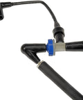 Front view of Dorman 926-391 4WD vacuum check valve with blue collar on black hose assembly