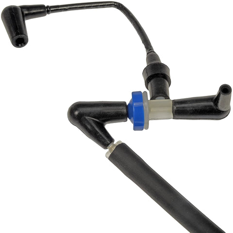 Front view of Dorman 926-391 4WD vacuum check valve with blue collar on black hose assembly